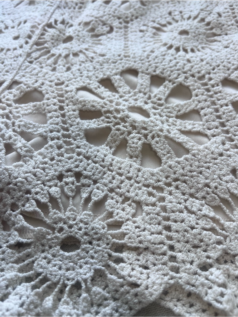 Kings Road Cream Floral Crochet Lined High Waisted Shorts Size L - Picture 5 of 5